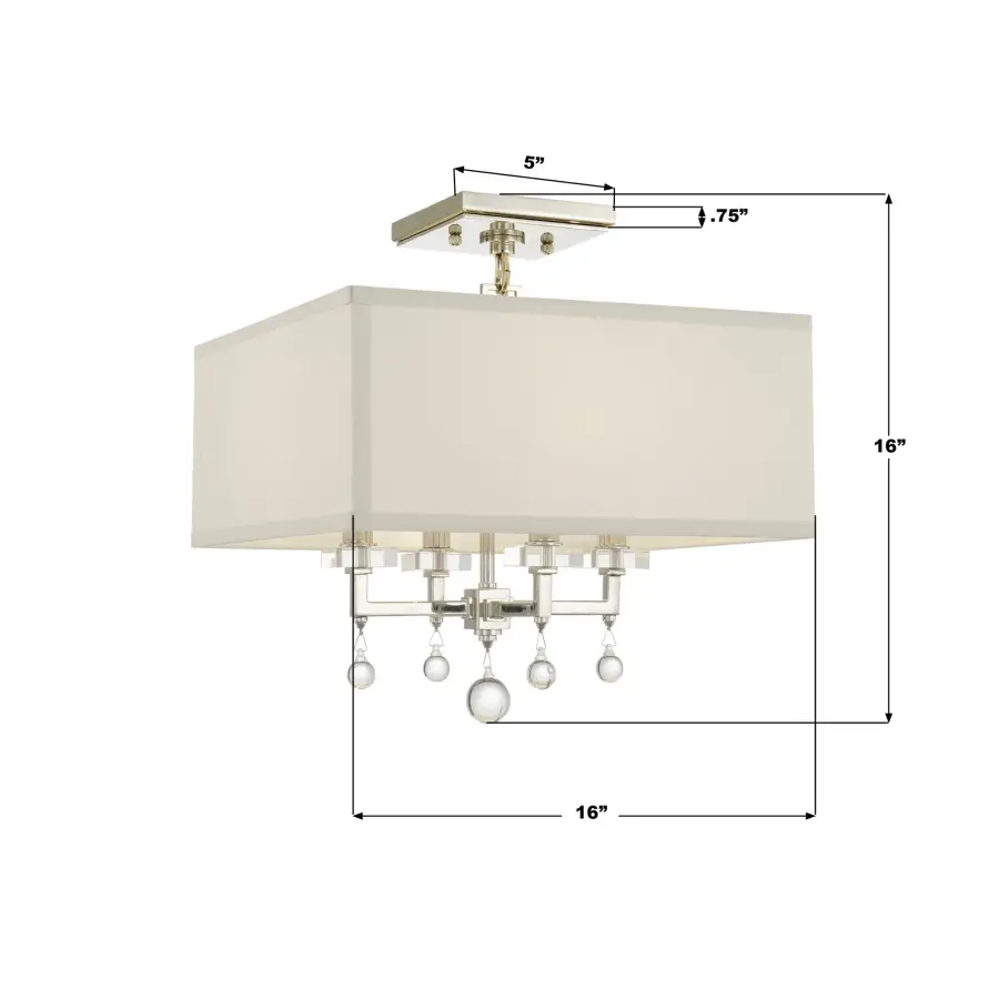 Paxton 16" Semi Flush Mount in Polished Nickel - Image 11