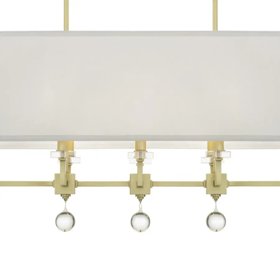 Sophisticated Linear Chandelier with Crystal and Glass Details - Image 4