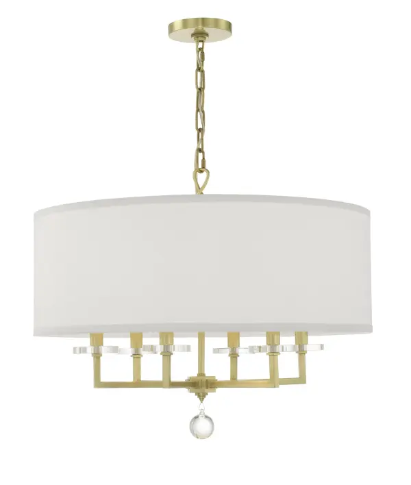 The Paxton chandelier masterfully blends geometric glass bobeches with sleek crystal columns for a refined, transitional aesthetic. Its clean lines and balanced proportions bring luxurious mid-century modern appeal to any space.