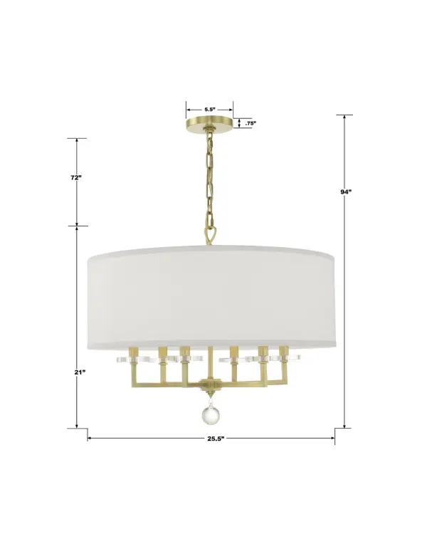 Paxton 25.5" Chandelier in Aged Brass - Image 6