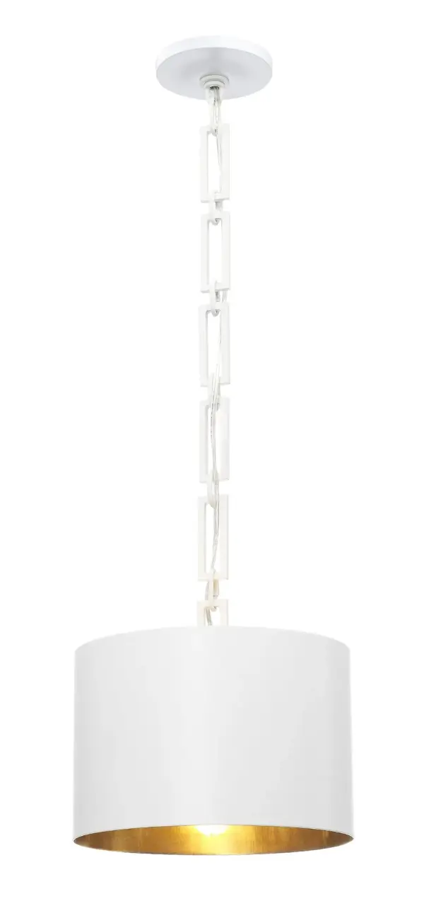 Alston 12" Mini Pendant in Matte White + Antique Gold - Image 6