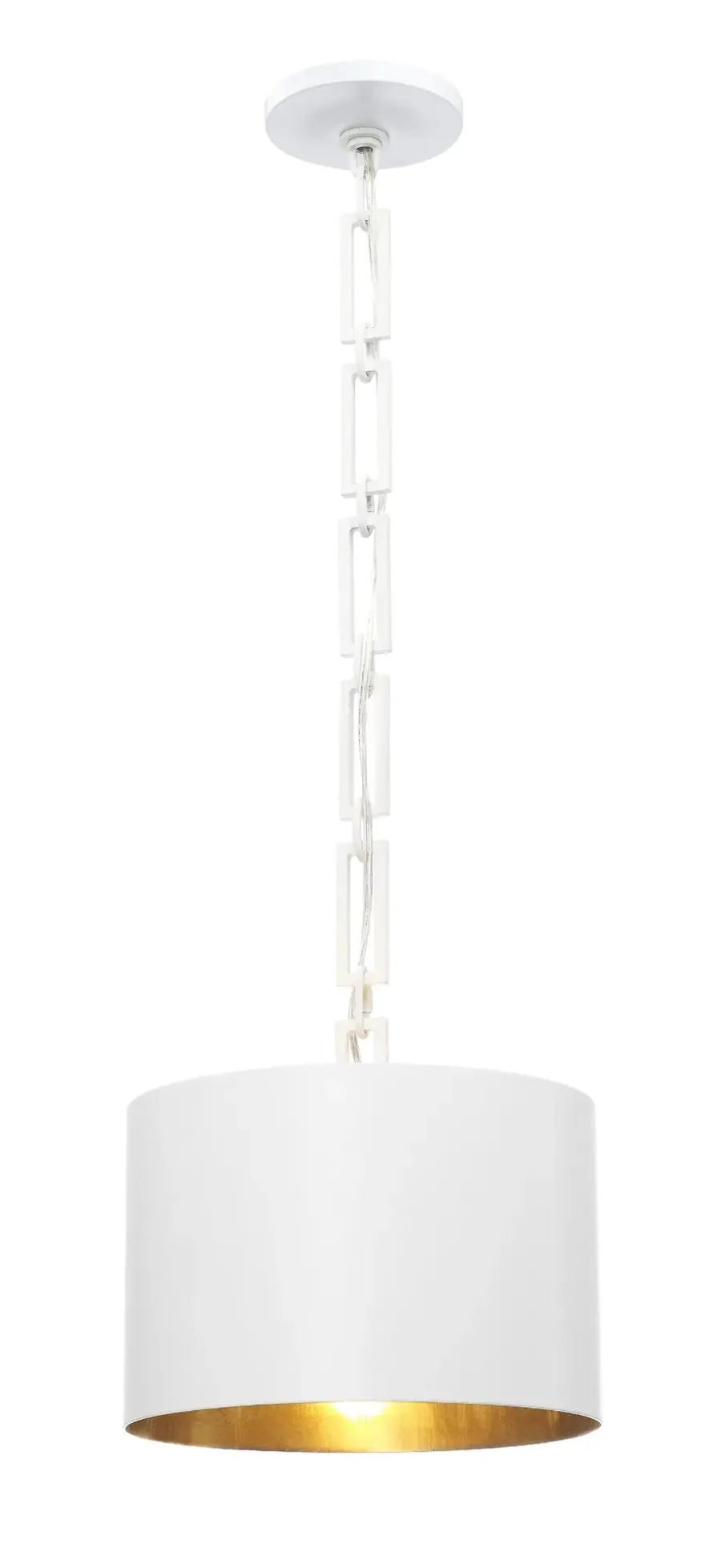 Alston 12" Mini Pendant in Matte White + Antique Gold - Image 6