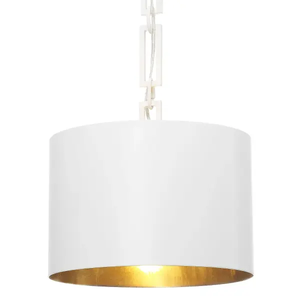 Alston 12" Mini Pendant in Matte White + Antique Gold - Image 7