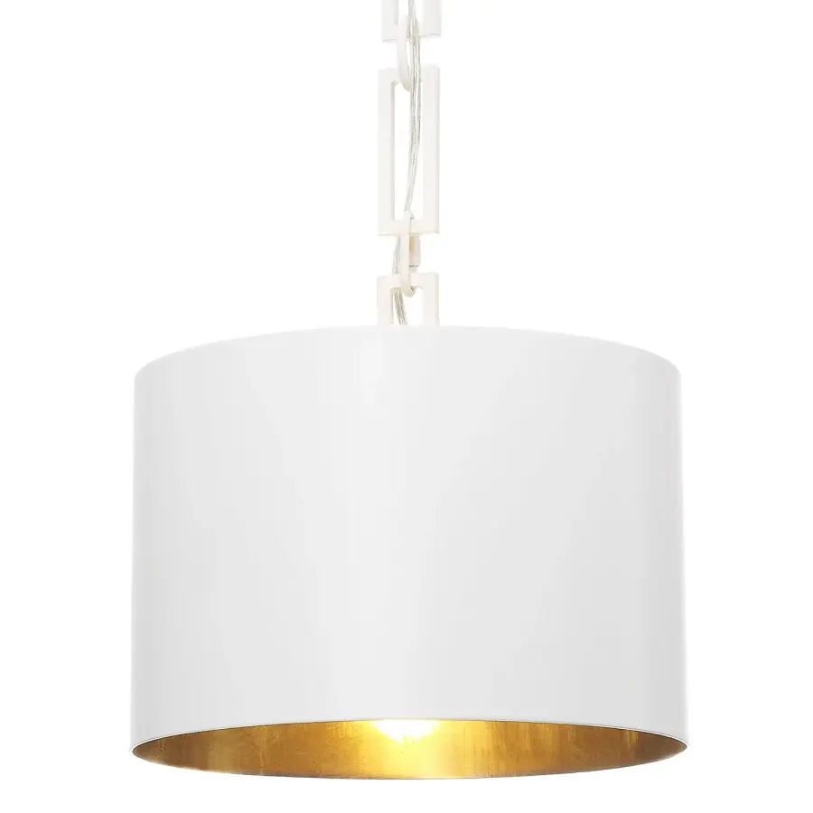 Alston 12" Mini Pendant in Matte White + Antique Gold - Image 7