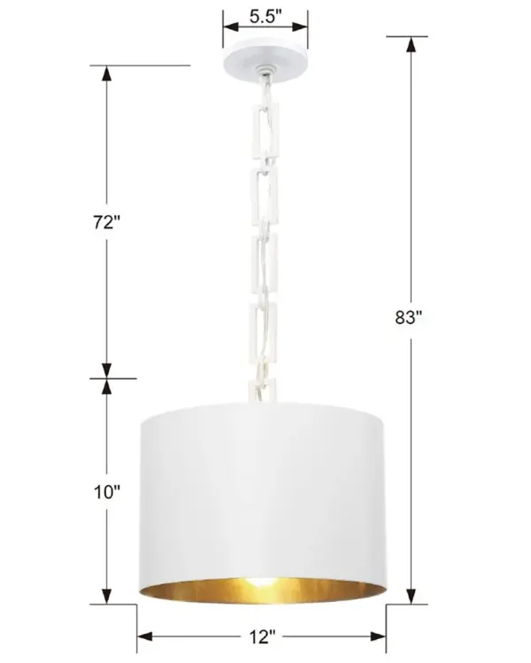 Alston 12" Mini Pendant in Matte White + Antique Gold - Image 9