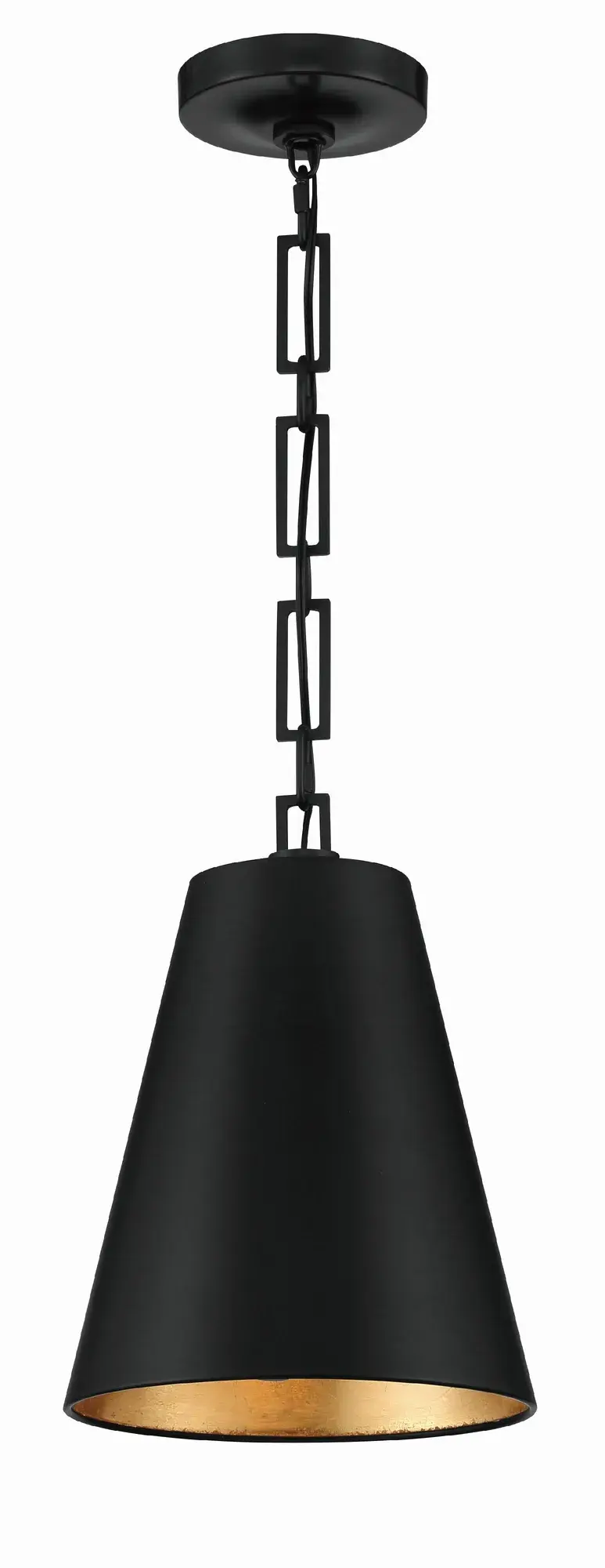Alston 10" Mini Pendant in Matte Black + Antique Gold - Image 1