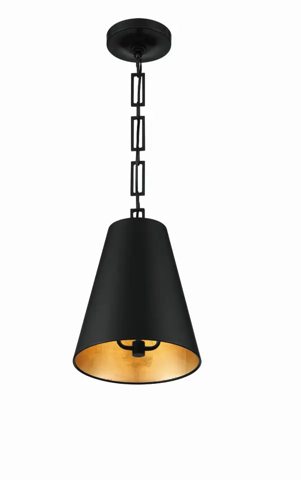 Alston 10" Mini Pendant in Matte Black + Antique Gold - Image 3