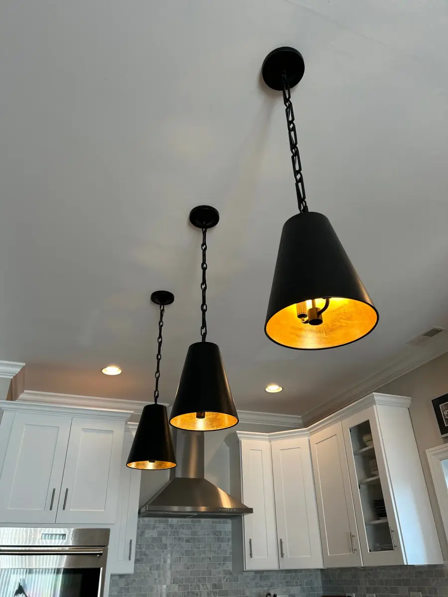 Alston 10" Mini Pendant in Matte Black + Antique Gold - Image 7
