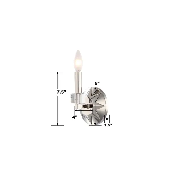 The Carson sconce combines hand-cut crystals with sleek polished nickel for a sophisticated, high-glam statement. Its compact 5" profile and ADA compliance make it ideal for hallways and bathrooms while adding luxurious sparkle. - alternate view