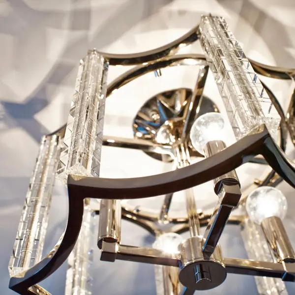 The Carson 16" Semi Flush Mount delivers high-glam sophistication with hand-cut crystals surrounding sleek polished nickel candle sleeves. Perfect for spaces needing elegant ambient lighting without pendant drop. - alternate view