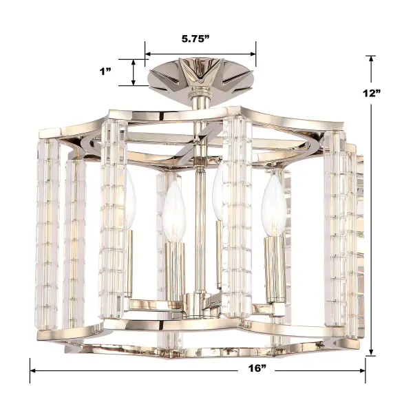 Carson 16" Semi Flush Mount in Polished Nickel - Image 7