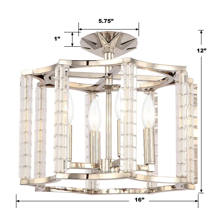 Carson 16" Semi Flush Mount in Polished Nickel - Image 7