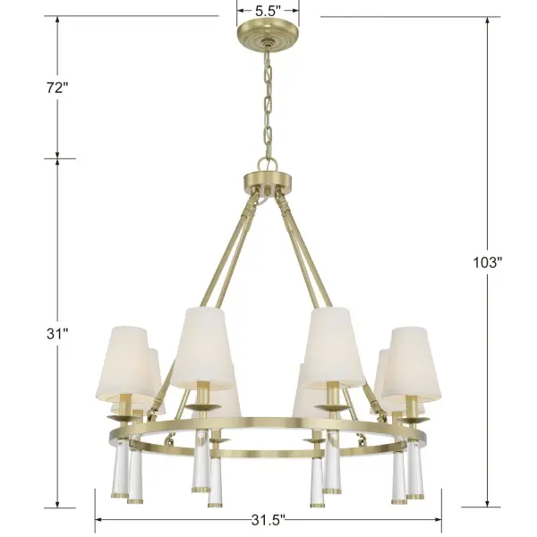 Baxter 31.5" Chandelier in Aged Brass - Image 6
