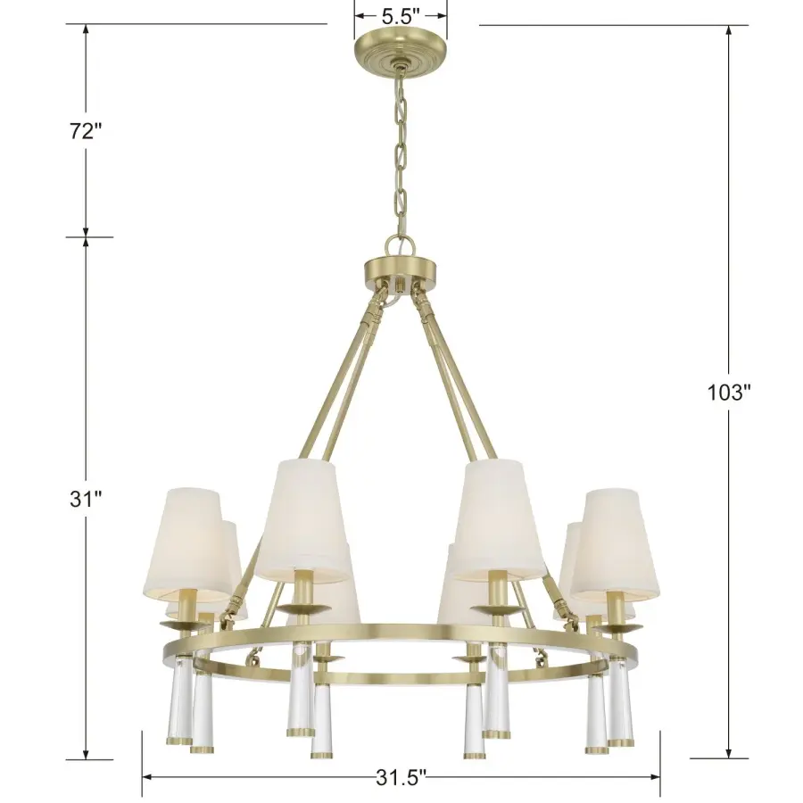 Baxter 31.5" Chandelier in Aged Brass - Image 6