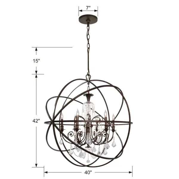 The Solaris 40" Chandelier brings MoMA-inspired artistry to your space with its sculptural sphere cage and sweeping minimalist arms. This versatile showstopper works across multiple design aesthetics from modern to farmhouse. - alternate view