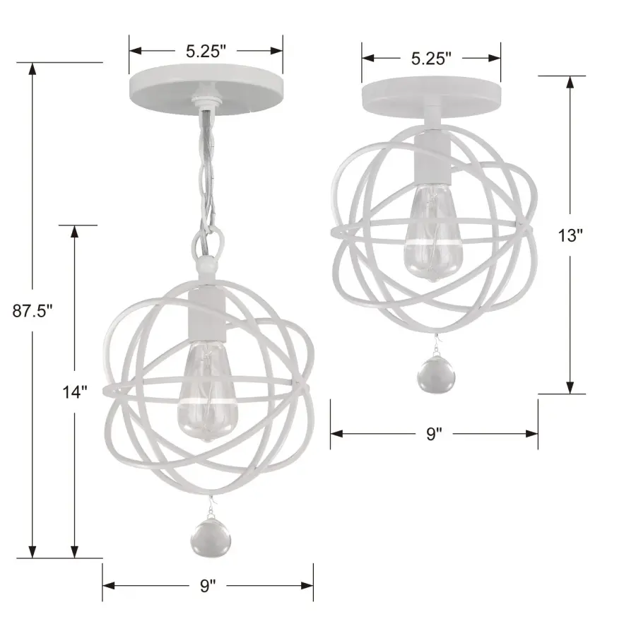 Solaris 9" Semi Flush Mount in Wet White - Image 2