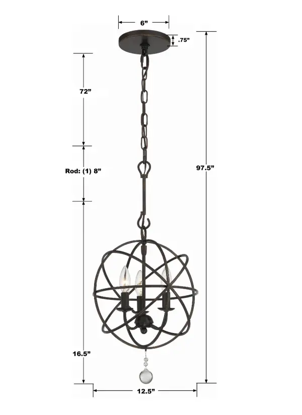 Solaris 12.5" Black Mini Chandelier - Image 14