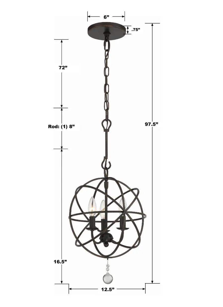 Solaris 12.5" Black Mini Chandelier - Image 14