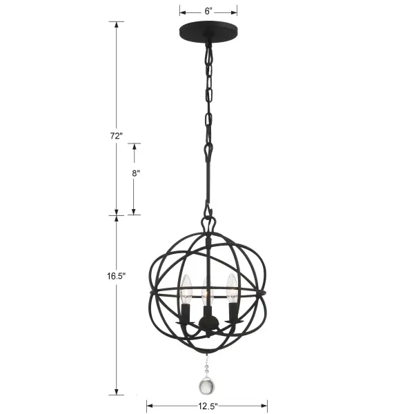 Solaris 12.5" Black Mini Chandelier - Image 6