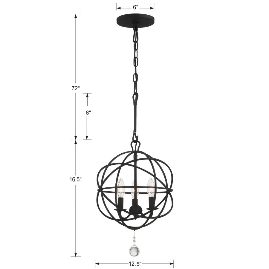 Solaris 12.5" Black Mini Chandelier - Image 6