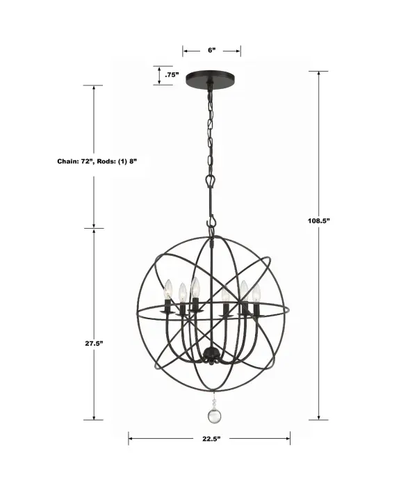 Solaris 22.5" Black Chandelier - Image 14
