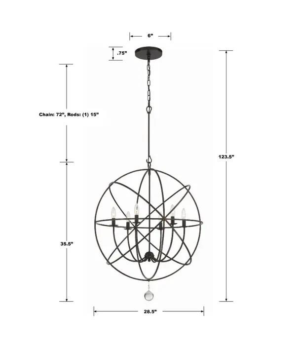 Solaris 28.5" Black Chandelier - Image 14