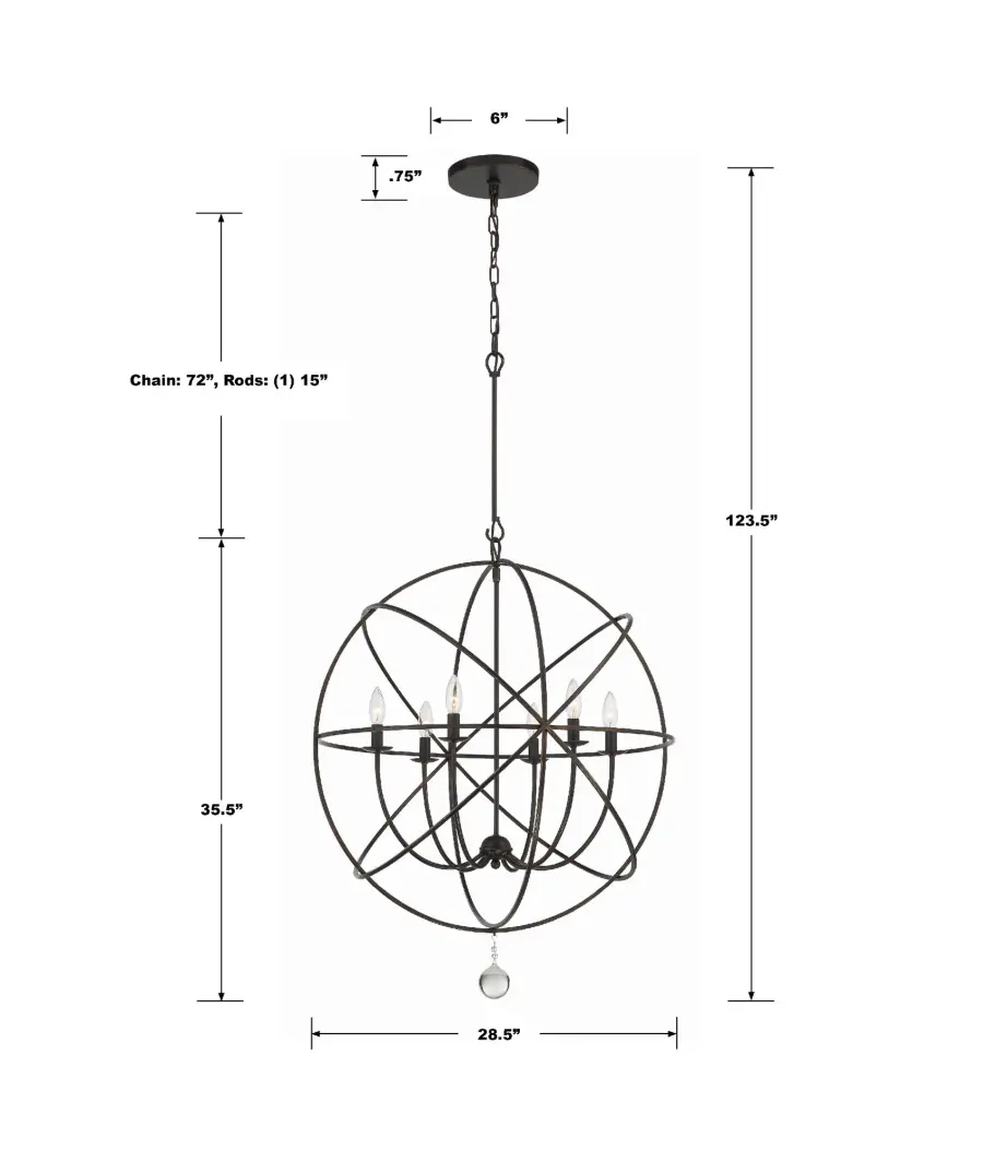 Solaris 28.5" Black Chandelier - Image 14