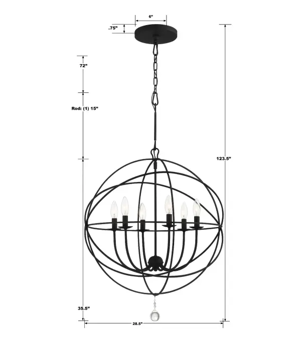 Solaris 28.5" Black Chandelier - Image 6