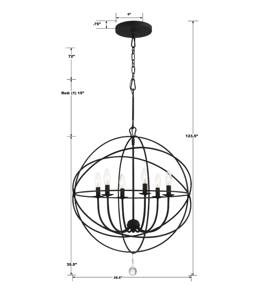 Solaris 28.5" Black Chandelier - Image 6