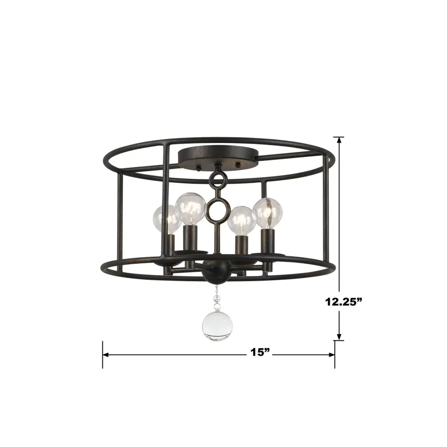 Cameron 15" Semi Flush Mount in English Bronze - Image 5