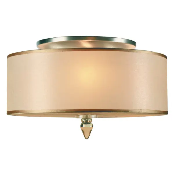The Luxo 14" Semi Flush Mount combines understated luxury with versatile design. Featuring an oversized oval Lucite beaded center stem and dramatic fabric shade, it delivers refined sophistication and diffused ambient lighting. - alternate view