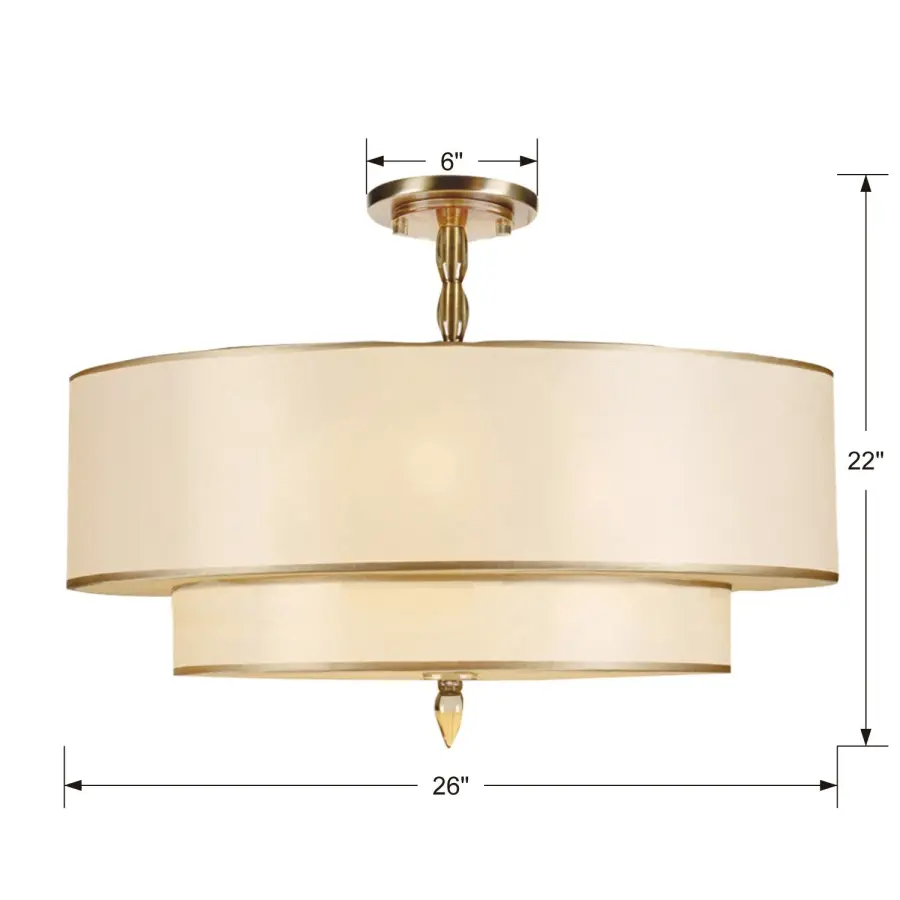 Luxo 26" Semi Flush Mount in Antique Brass - Image 6