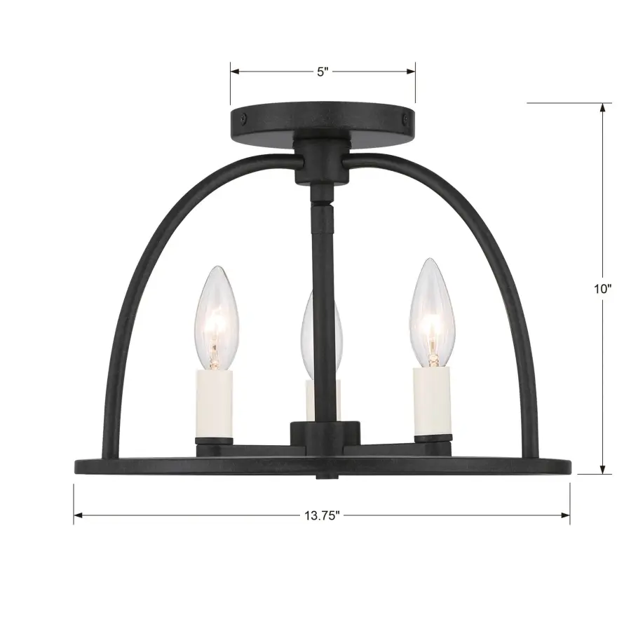 Abbott 13.75" Semi Flush Mount in Black - Image 14