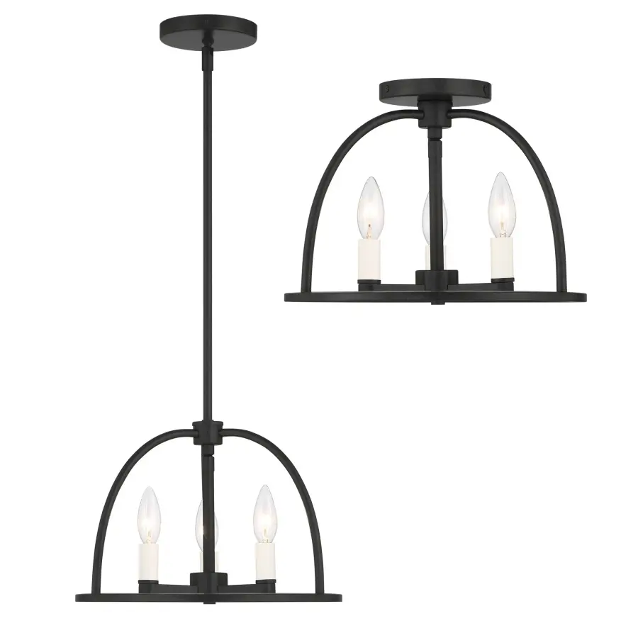Abbott 13.75" Semi Flush Mount in Black - Image 10