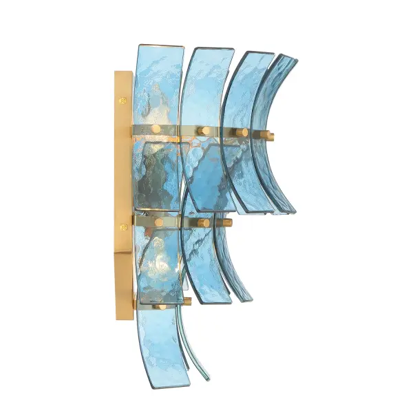Abigail 15" Sconce in Aged Brass with Blue Glass - Image 4