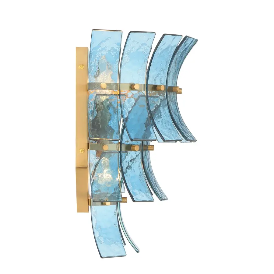 Abigail 15" Sconce in Aged Brass with Blue Glass - Image 4