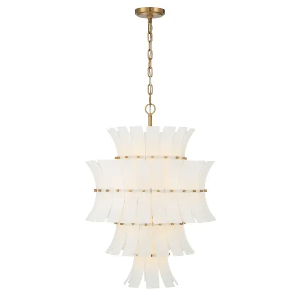 Abigail 22.25" Chandelier in Aged Brass with Blue Glass - Image 11