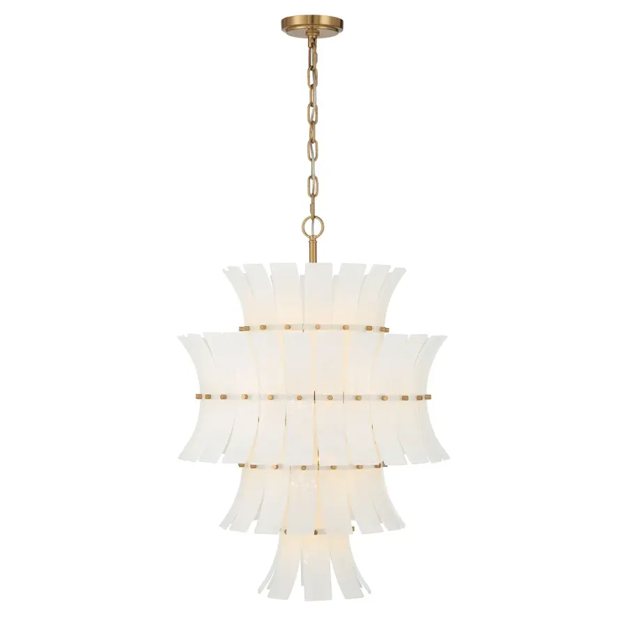 Abigail 22.25" Chandelier in Aged Brass with Blue Glass - Image 11
