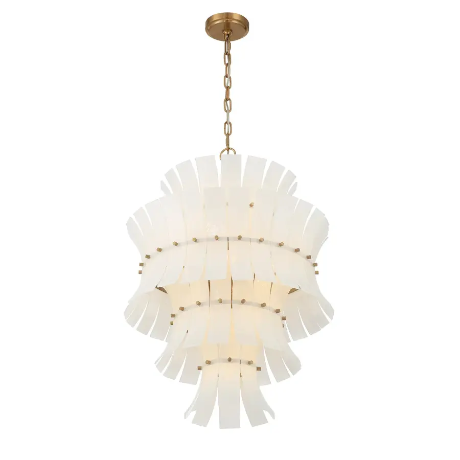 Abigail 22.25" Chandelier in Aged Brass with Blue Glass - Image 12