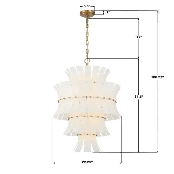 Abigail 22.25" Chandelier in Aged Brass with Blue Glass - Image 16