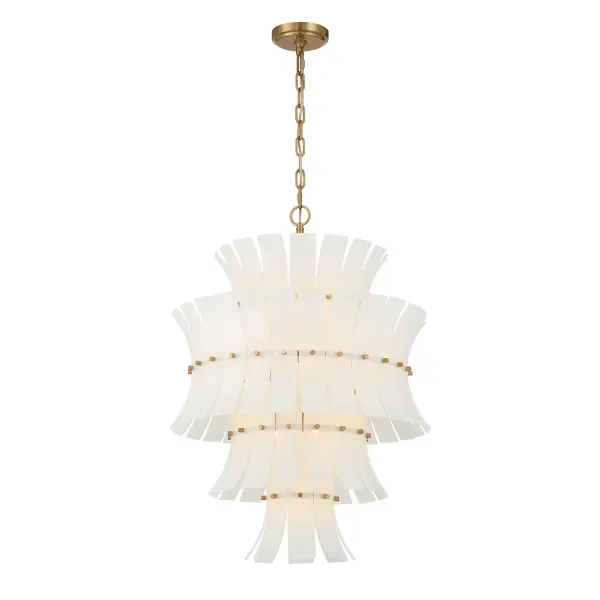 Abigail 22.25" Chandelier in Aged Brass with Blue Glass - Image 9