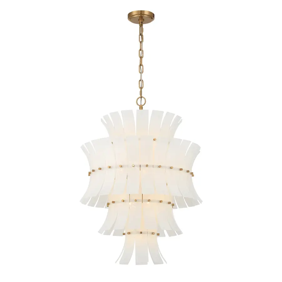 Abigail 22.25" Chandelier in Aged Brass with Blue Glass - Image 9