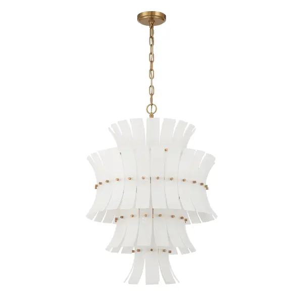 Abigail 22.25" Chandelier in Aged Brass with Blue Glass - Image 10