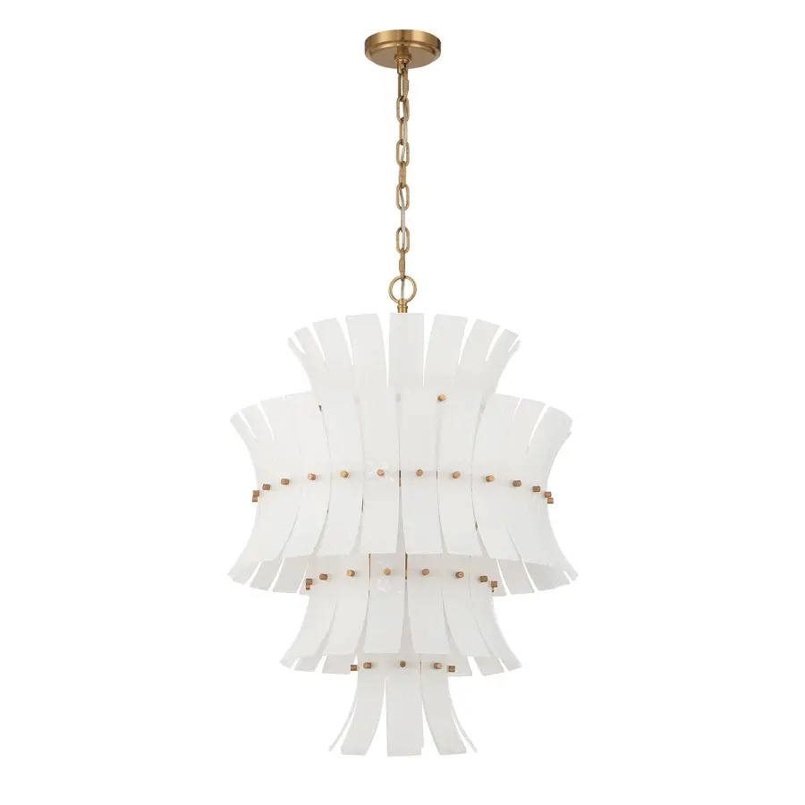 Abigail 22.25" Chandelier in Aged Brass with Blue Glass - Image 10