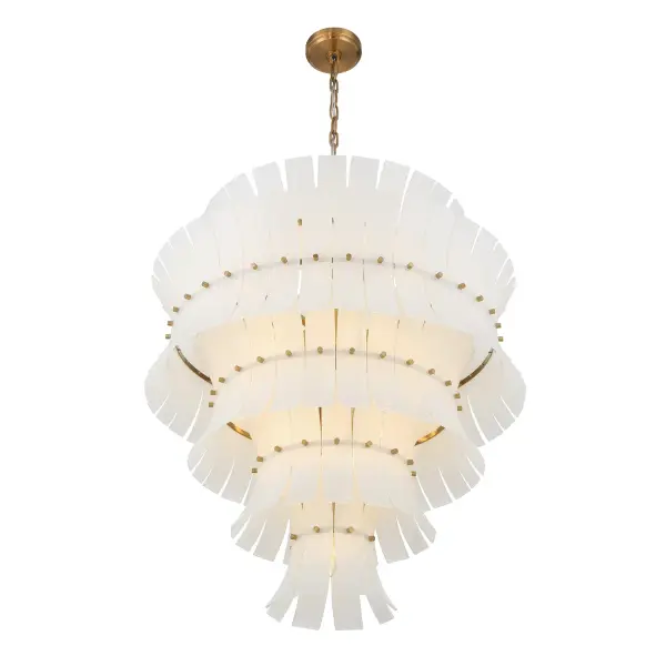 Abigail 29.5" Chandelier in Aged Brass with Blue Glass - Image 11
