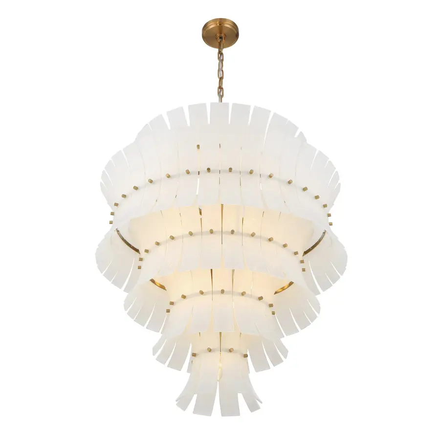 Abigail 29.5" Chandelier in Aged Brass with Blue Glass - Image 11