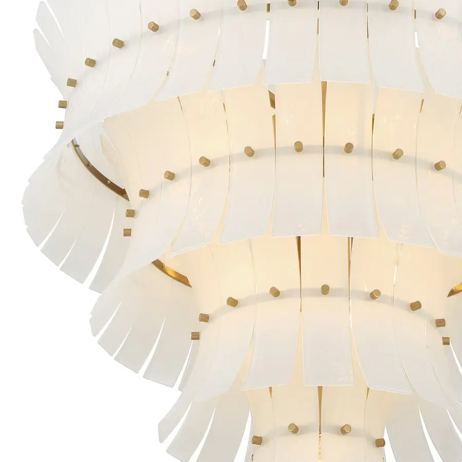 Abigail 29.5" Chandelier in Aged Brass with Blue Glass - Image 12
