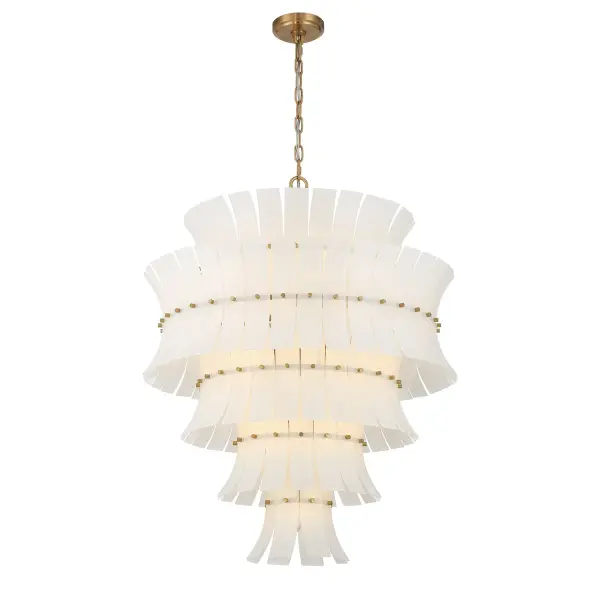 Abigail 29.5" Chandelier in Aged Brass with Blue Glass - Image 8