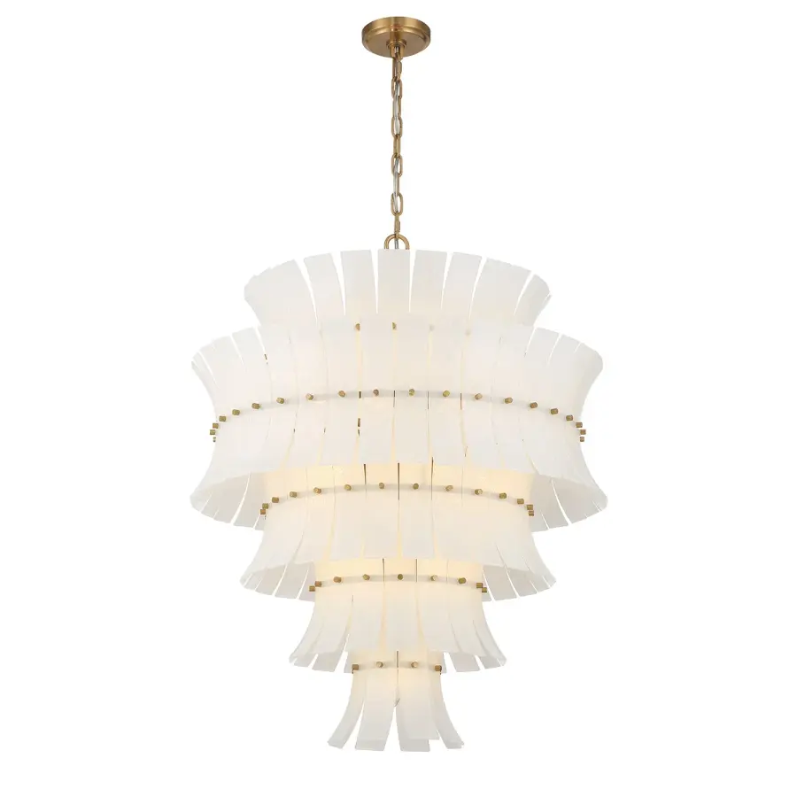 Abigail 29.5" Chandelier in Aged Brass with Blue Glass - Image 8