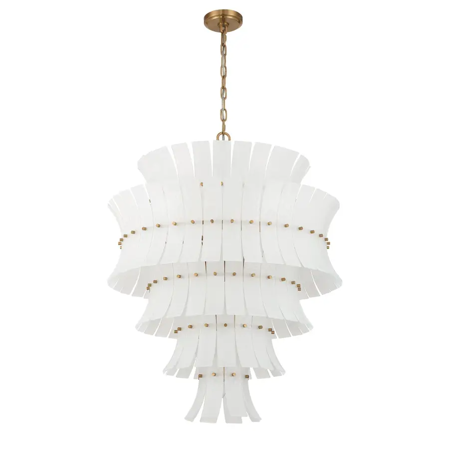 Abigail 29.5" Chandelier in Aged Brass with Blue Glass - Image 9
